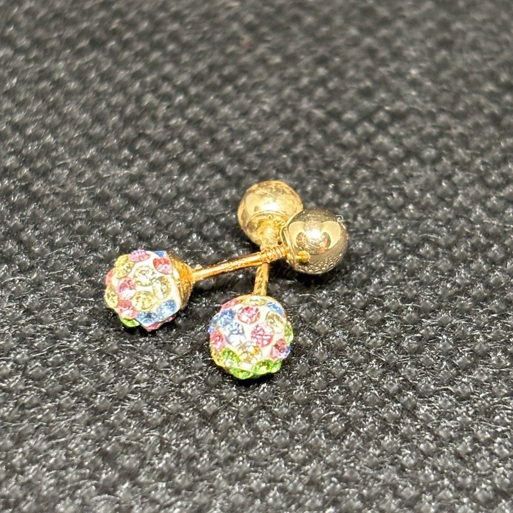 Colorful 10K Gold Stud Earrings